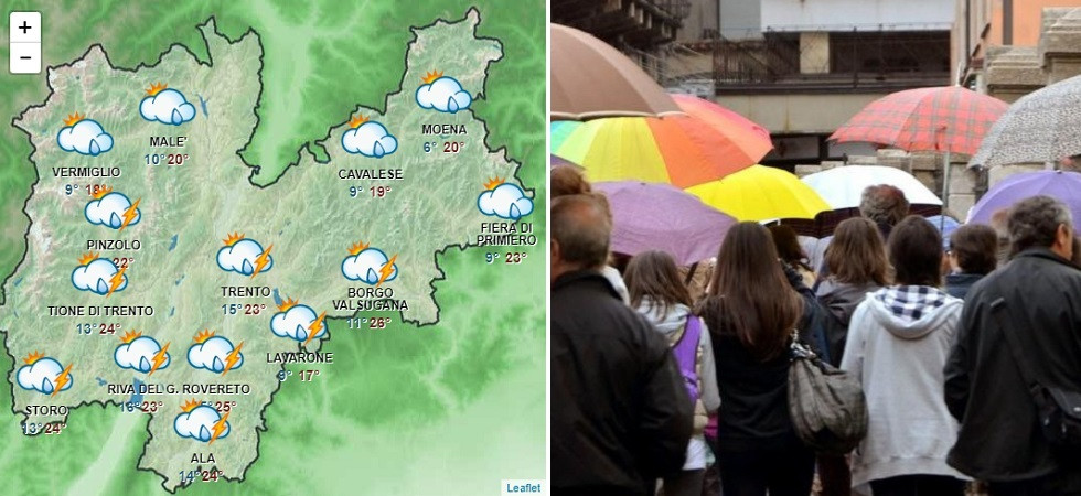 Le previsioni di Meteotrentino, nelle prossime ore non si escludono temporali